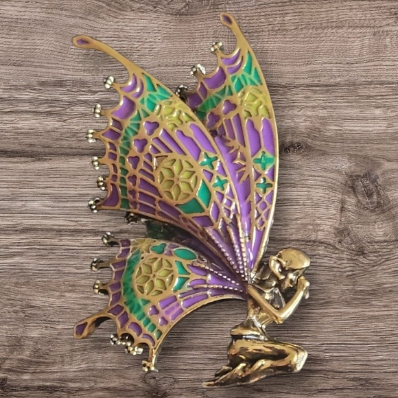 Gold and Purple Fairy Brooch - Picture 3 of 3